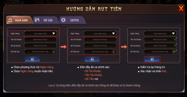 Rút Tiền BomWin Thao Tác Siêu Nhanh Về Tài Khoản Ngân Hàng Chỉ Trong Ba Phút